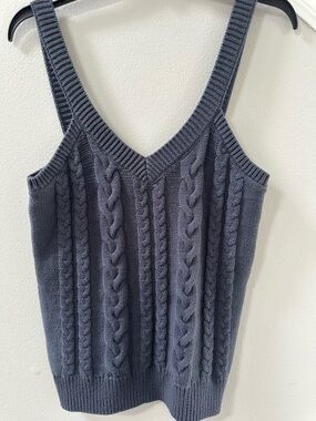Evereve Maeve Cable Knit Sweater Tank Blue Size Medium